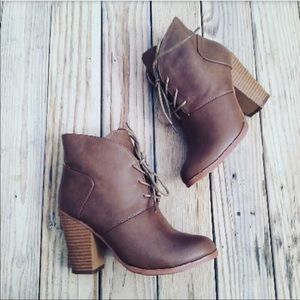 Brown faux leather booties